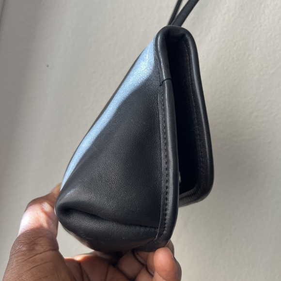 VTG Coach Everett Mini Coin Bag Black Leather Small Crossbody Purse USA 9934 - Picture 13 of 16